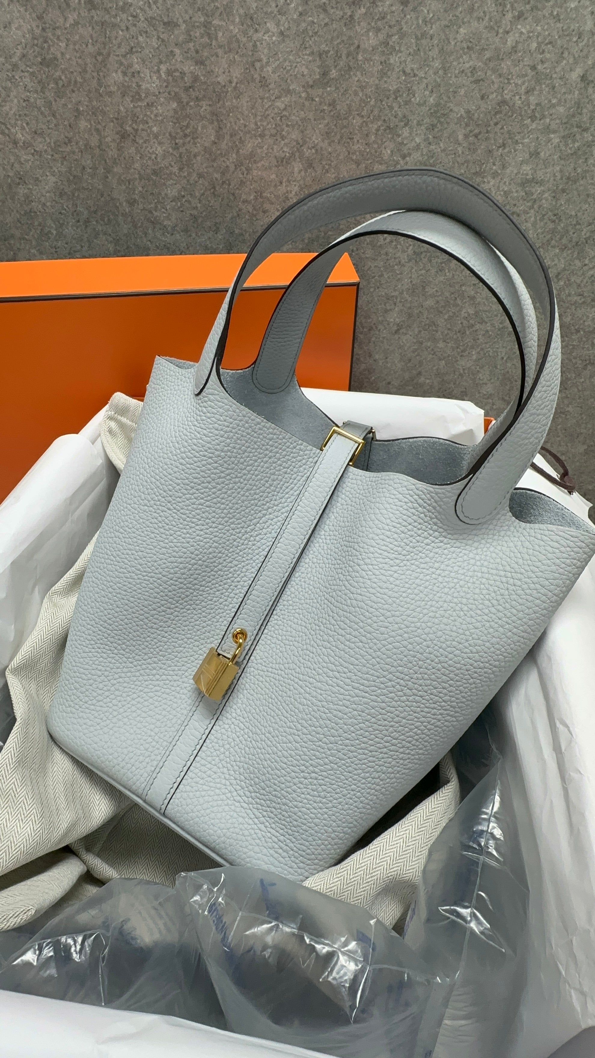 Hermes Picotin 22 Blue pale X GHW