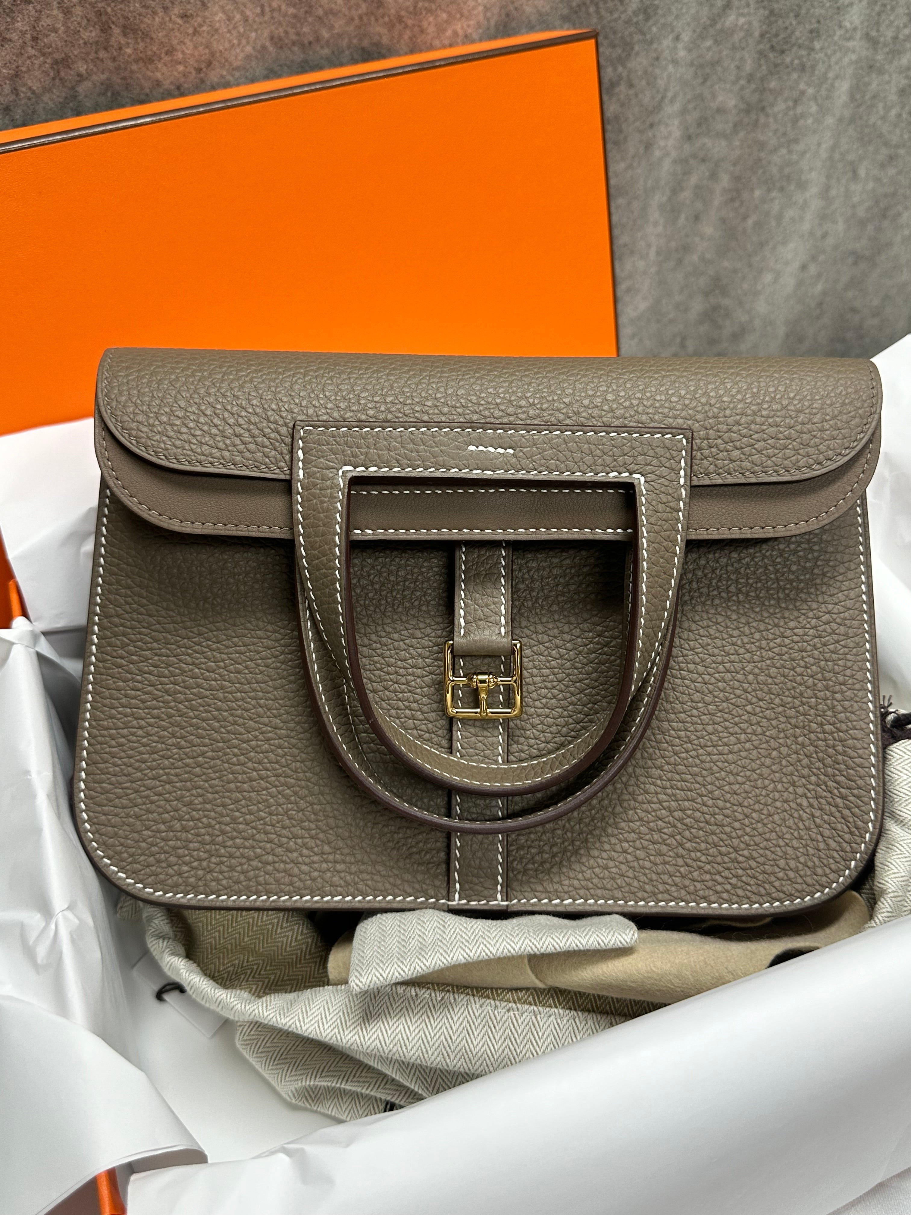 Hermes Halzan 25 Etoupe GHW, - Luxnicy