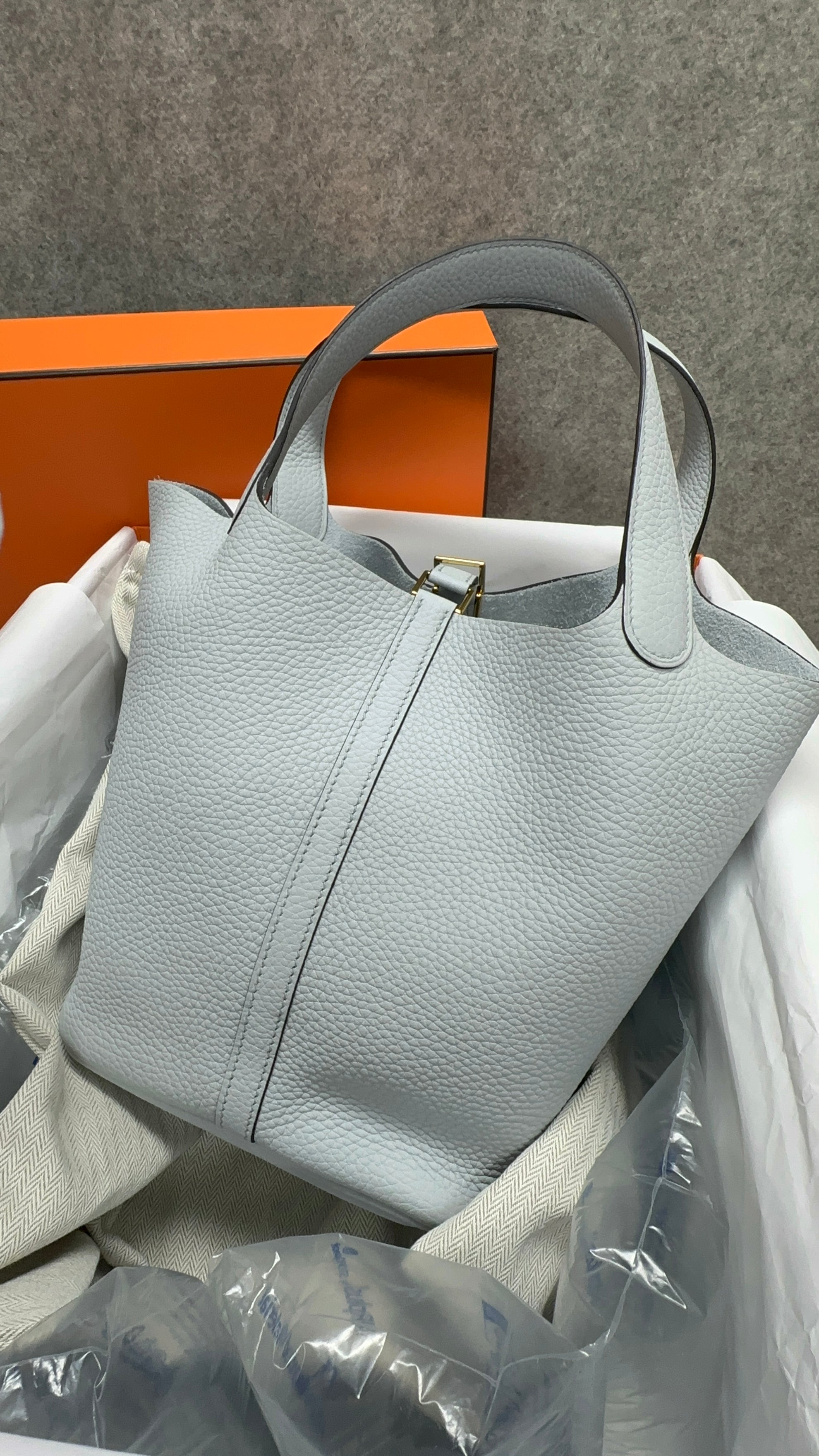 Hermes Picotin 22 Blue pale X GHW