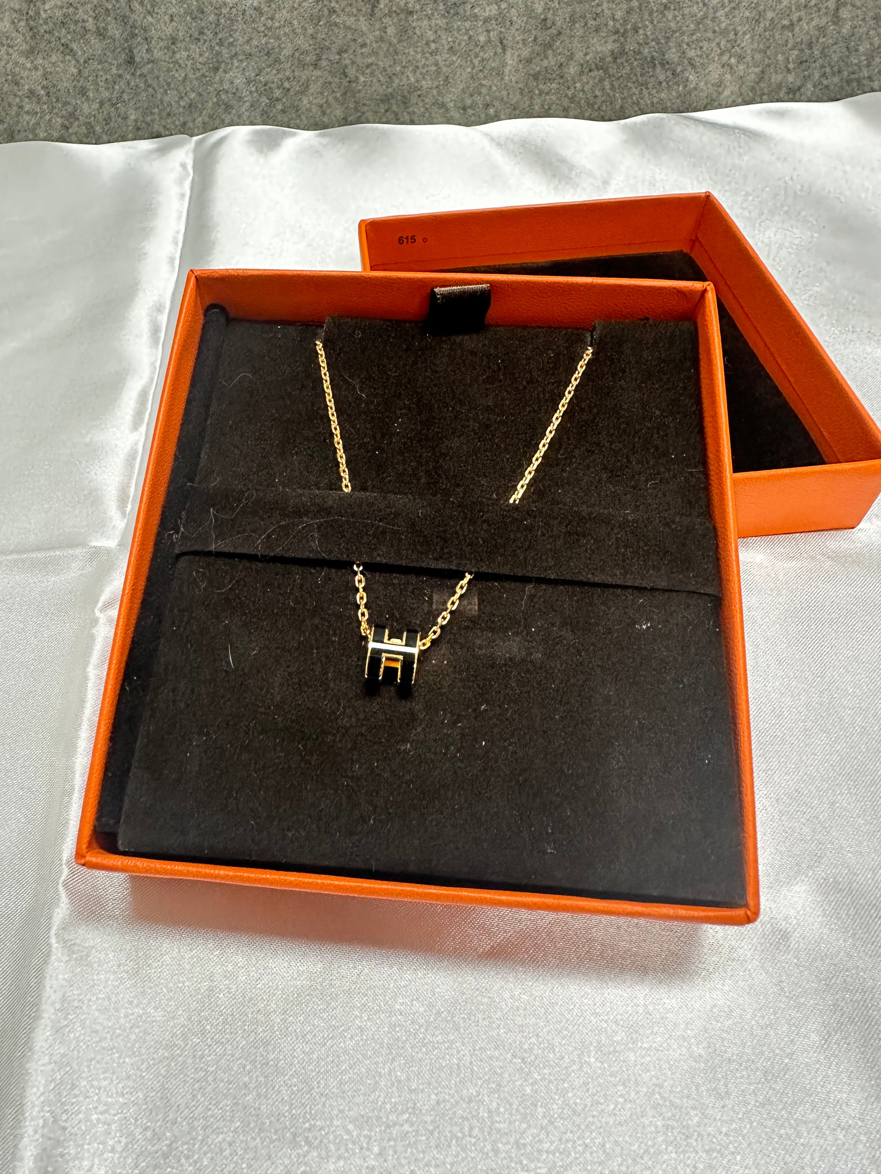 Hermes mini pop h pendant Black/ Gold, - Luxnicy