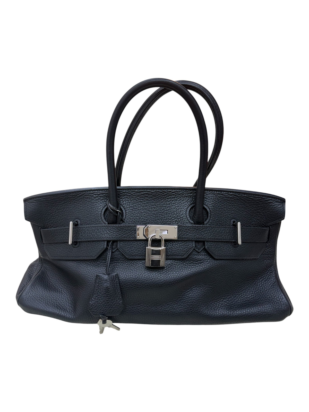Hermes Birkin Shoulder HAC Black PHW Stamp square I