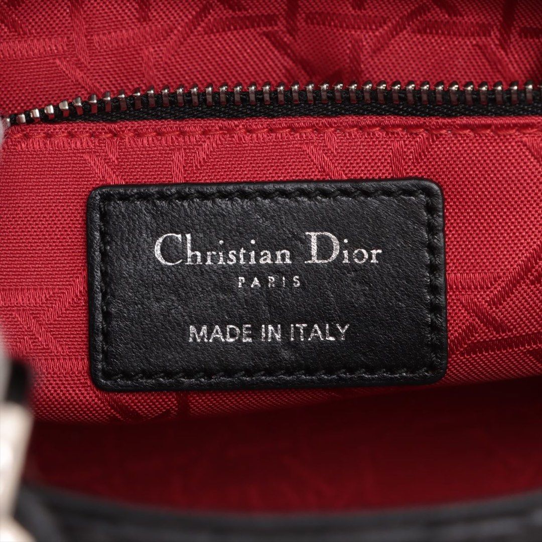 My Lady Dior Cannage Leather 2 Way Handbag Black