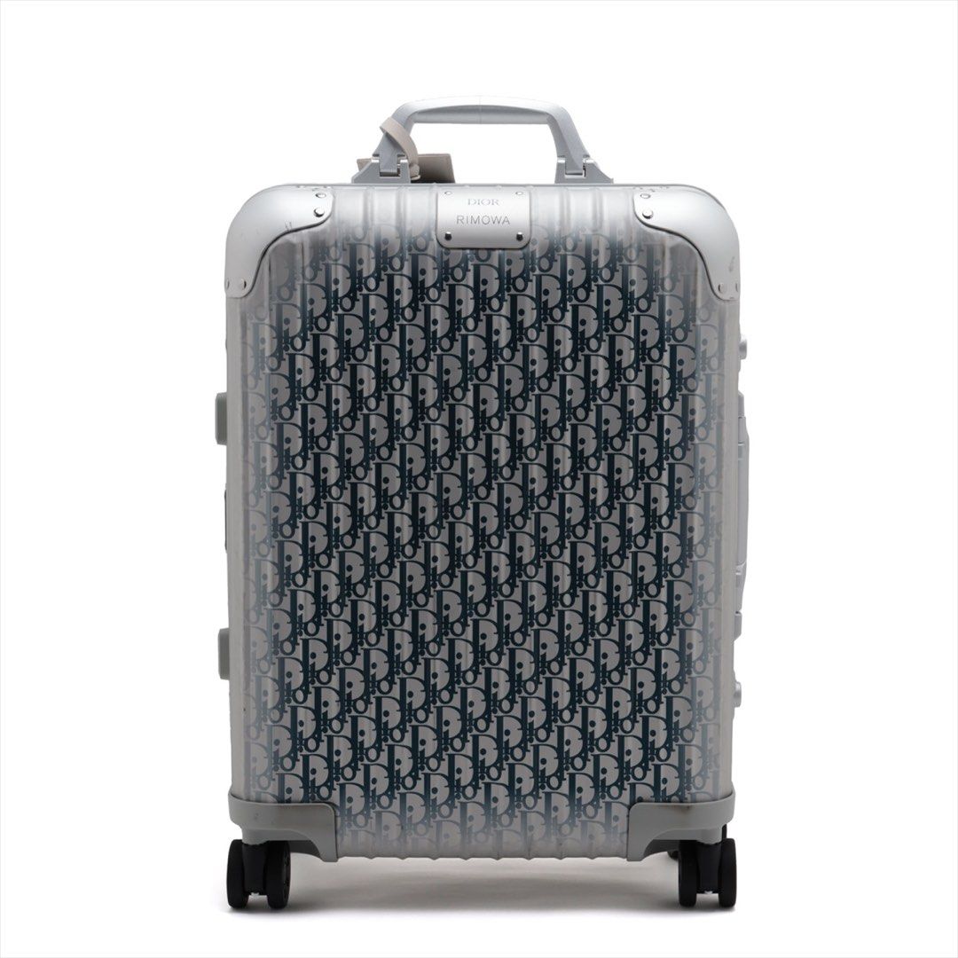 Dior x RIMOWA Oblique Carry On Aluminum Carry case Silver x navy
