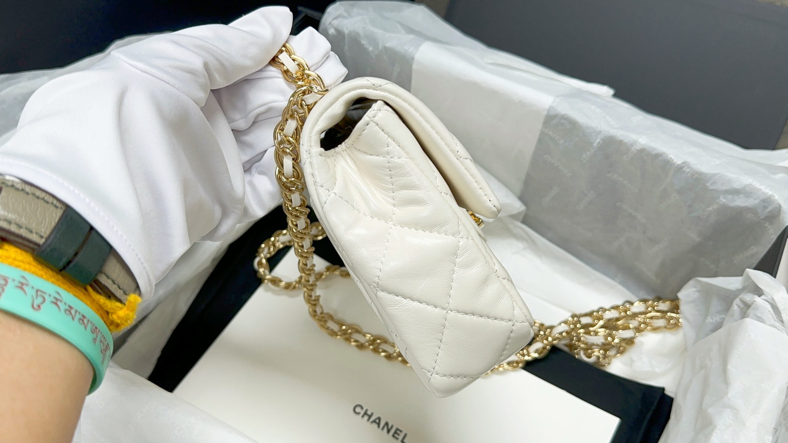Chanel 23s Top Handle Mini Flap in White (20cm), - Luxnicy
