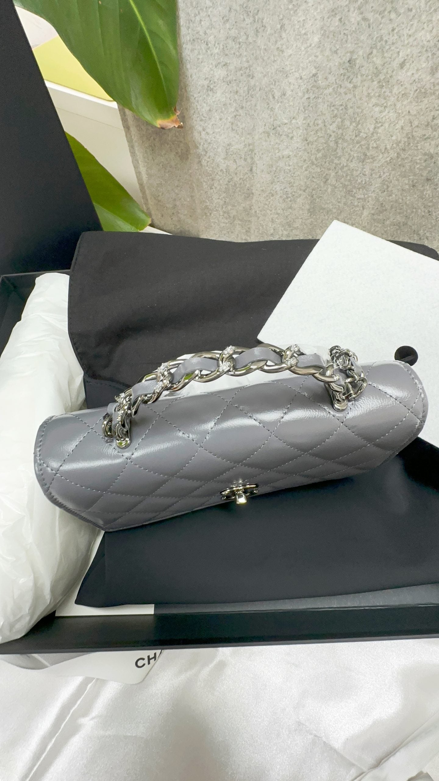 Chanel 23K Wallet on Chain (WOC) Top Handle in Grey, - Luxnicy