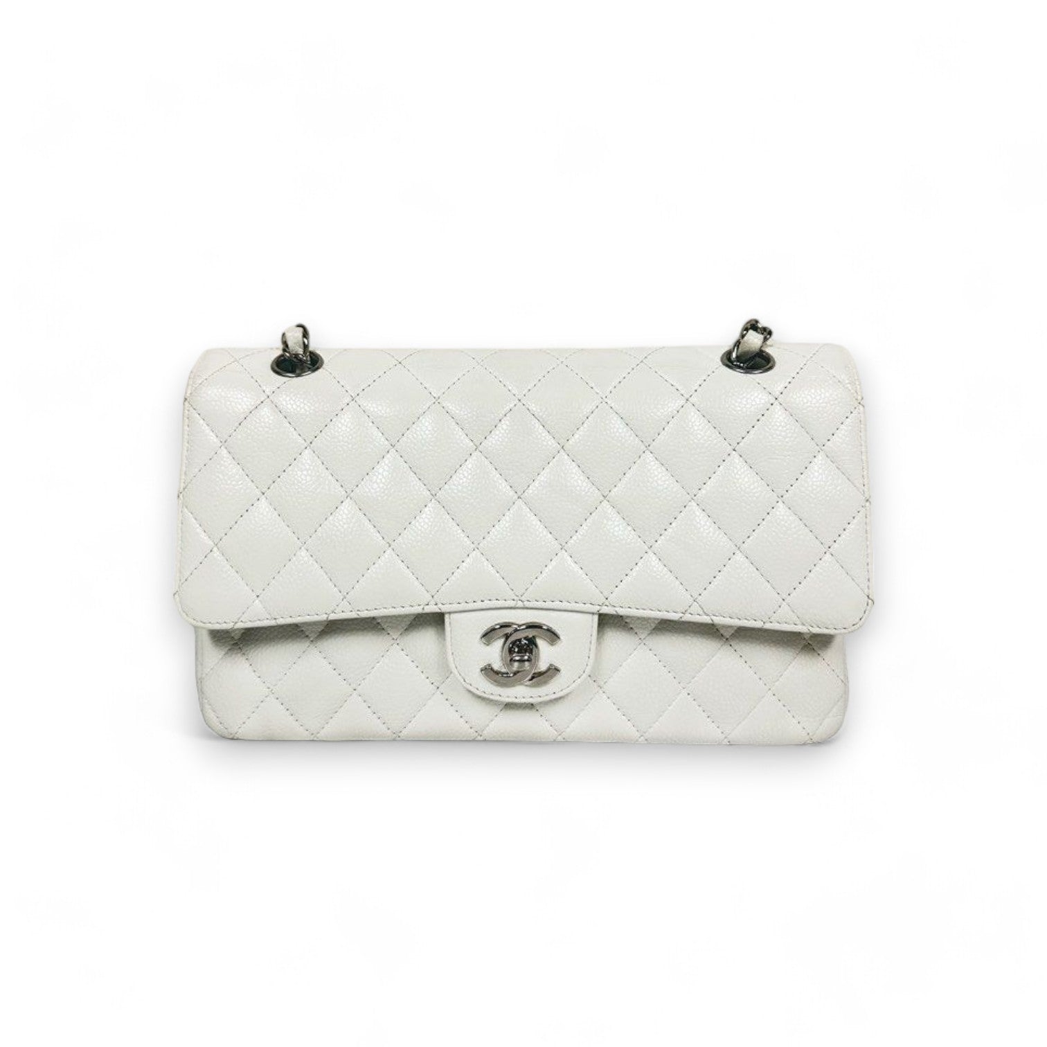 Chanel Classic Flap medium White Caviar PHW