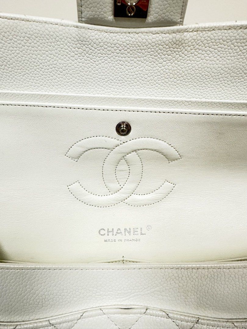 Chanel Classic Flap medium White Caviar PHW