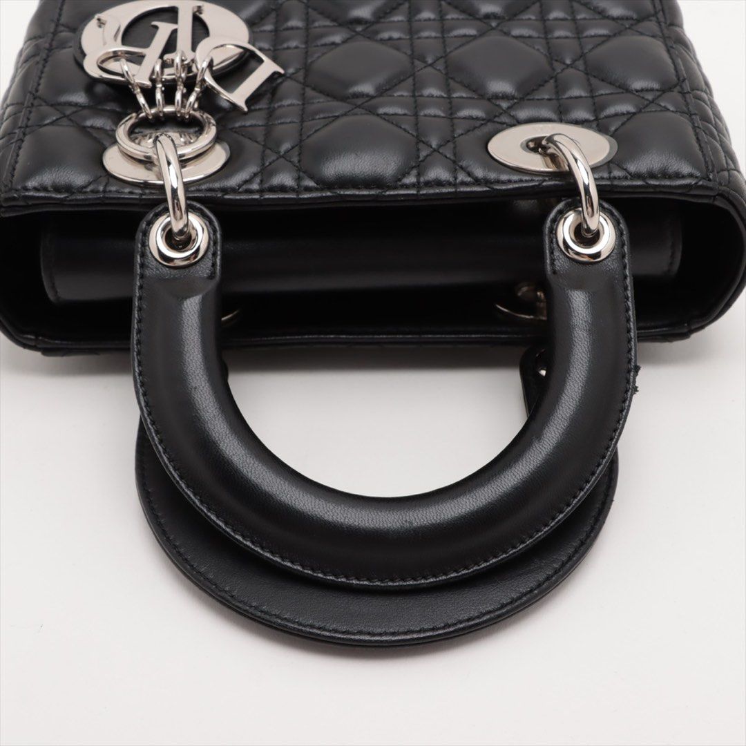 My Lady Dior Cannage Leather 2 Way Handbag Black