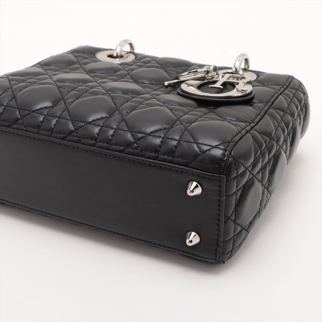 My Lady Dior Cannage Leather 2 Way Handbag Black