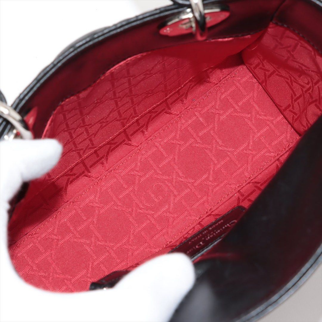 My Lady Dior Cannage Leather 2 Way Handbag Black