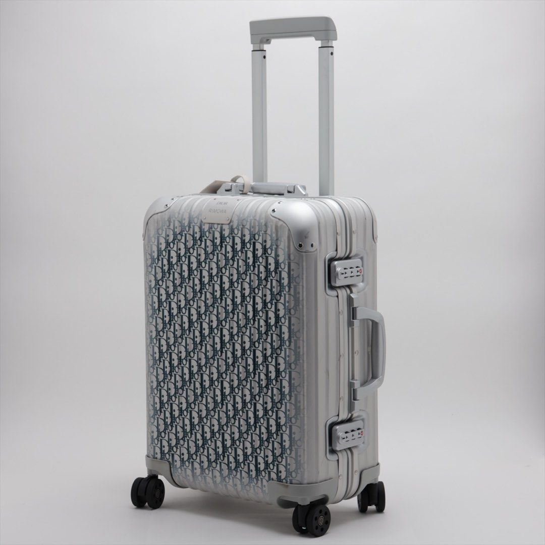 Dior x RIMOWA Oblique Carry On Aluminum Carry case Silver x navy