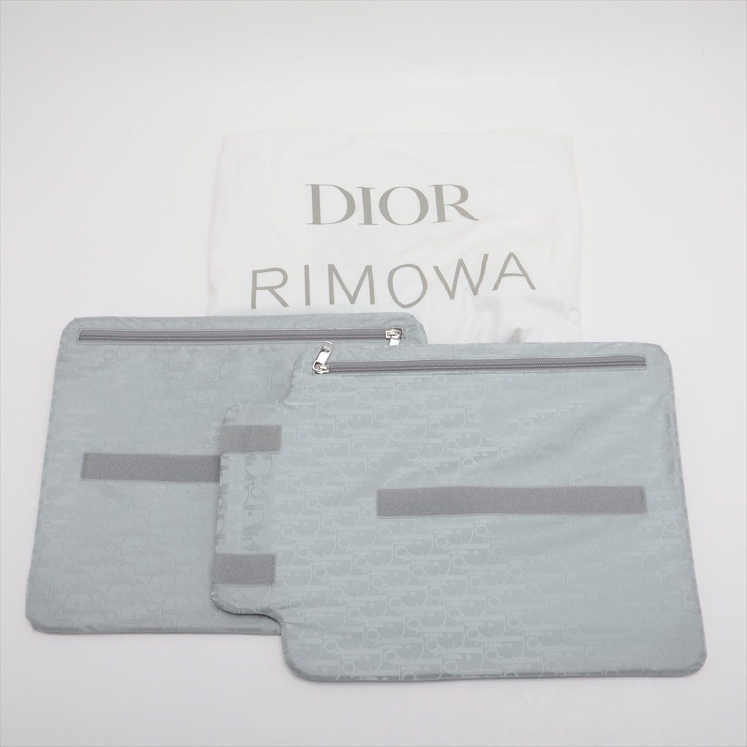 Dior x RIMOWA Oblique Carry On Aluminum Carry case Silver x navy