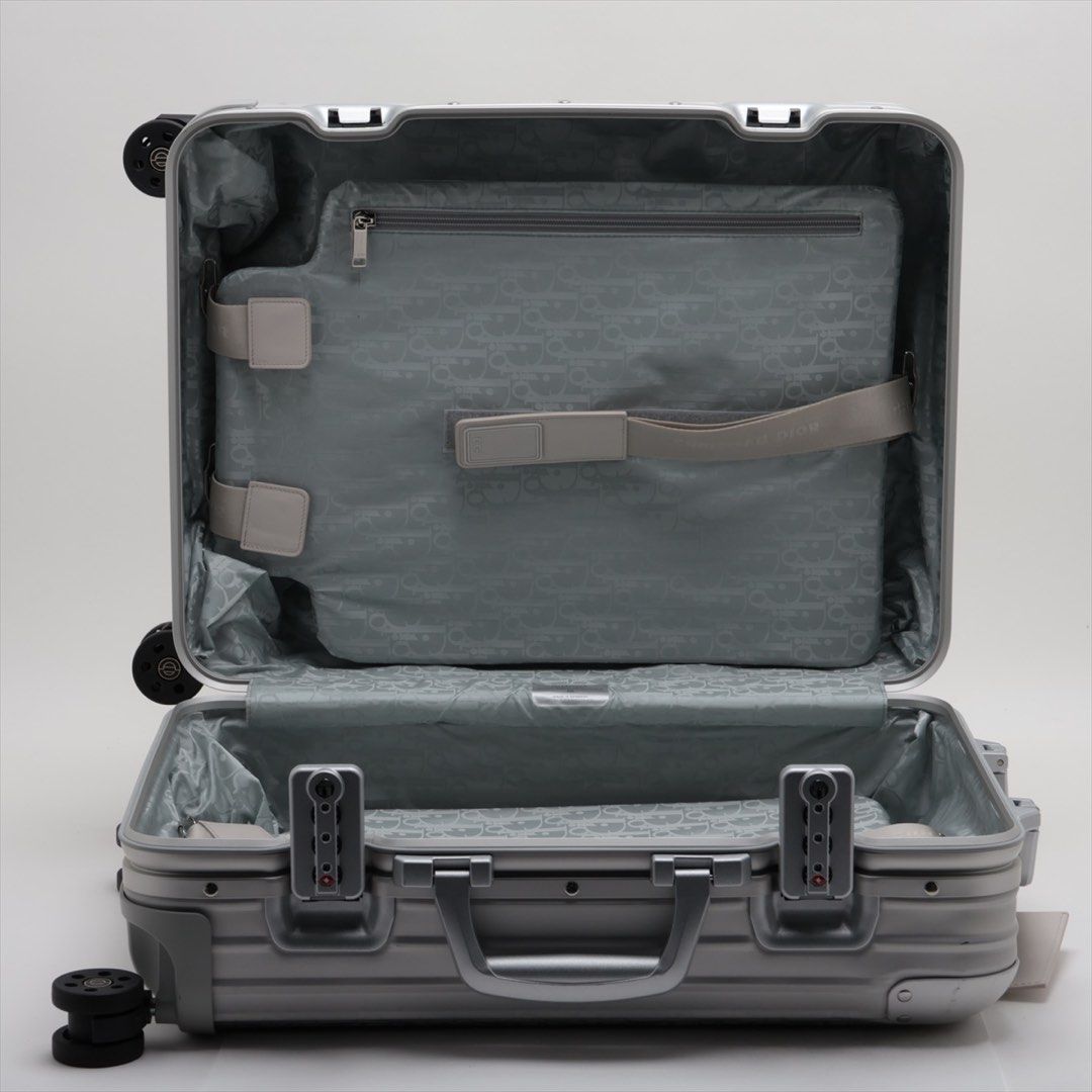 Dior x RIMOWA Oblique Carry On Aluminum Carry case Silver x navy