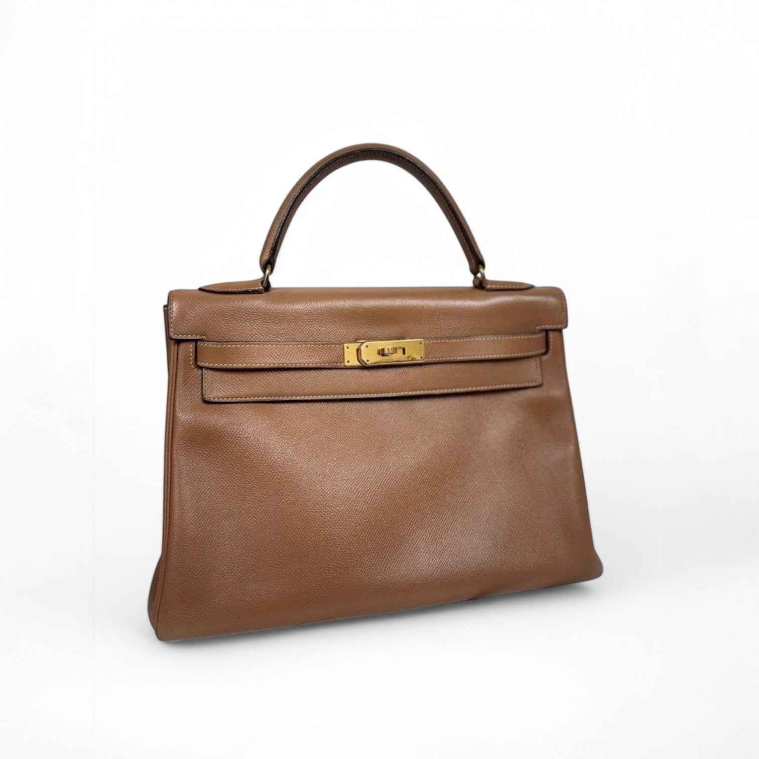 Hermes Kelly 32 vintage Natural GHW Stamp circle S 1989 with strap