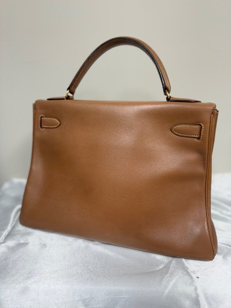 Hermes Kelly 32 vintage Natural GHW Stamp circle S 1989 with strap