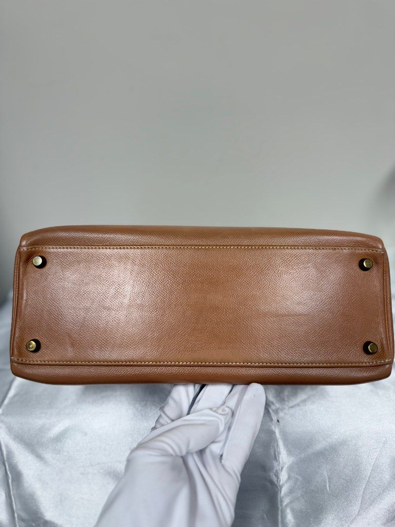 Hermes Kelly 32 vintage Natural GHW Stamp circle S 1989 with strap