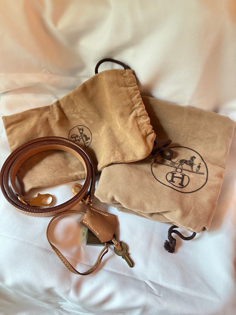Hermes Kelly 32 vintage Natural GHW Stamp circle S 1989 with strap