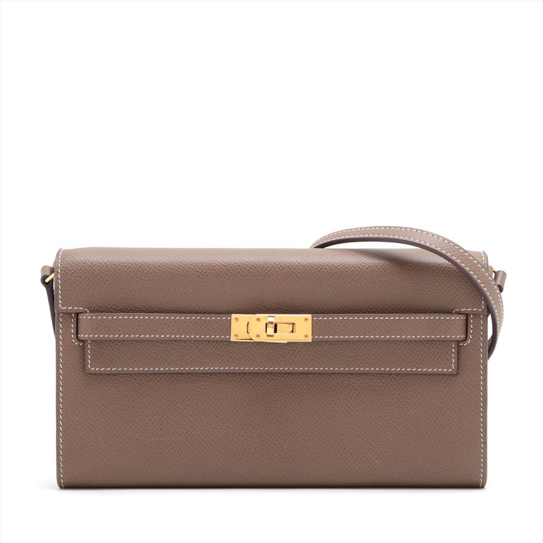 HERMES Kelly Wallet To go Veau Epsom Etoupe GHW Stamp A 2017