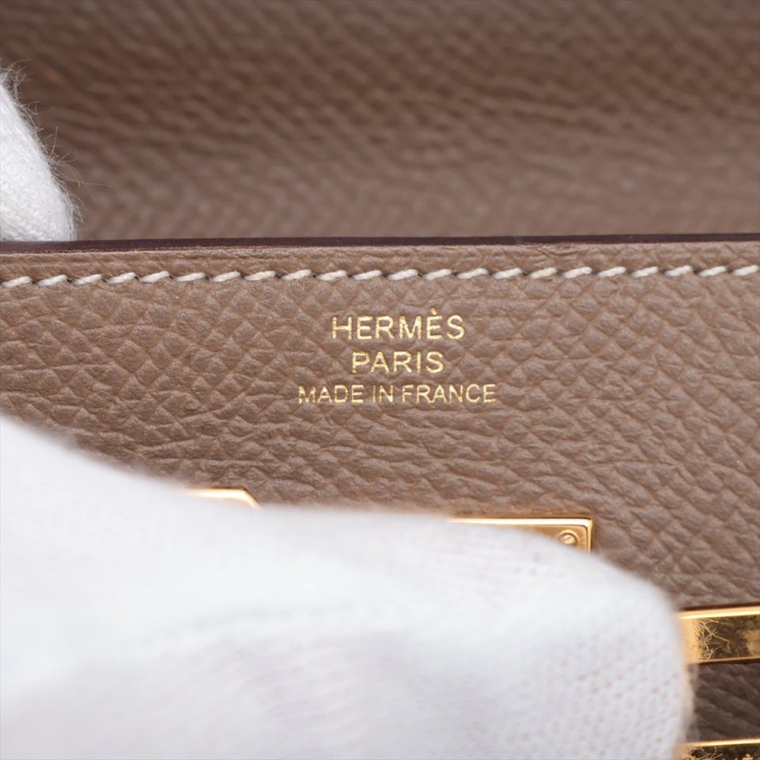 HERMES Kelly Wallet To go Veau Epsom Etoupe GHW Stamp A 2017