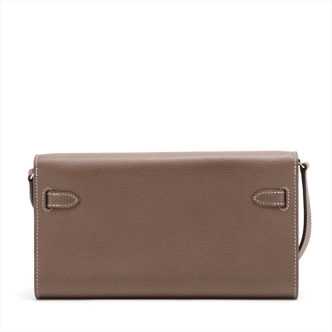 HERMES Kelly Wallet To go Veau Epsom Etoupe GHW Stamp A 2017
