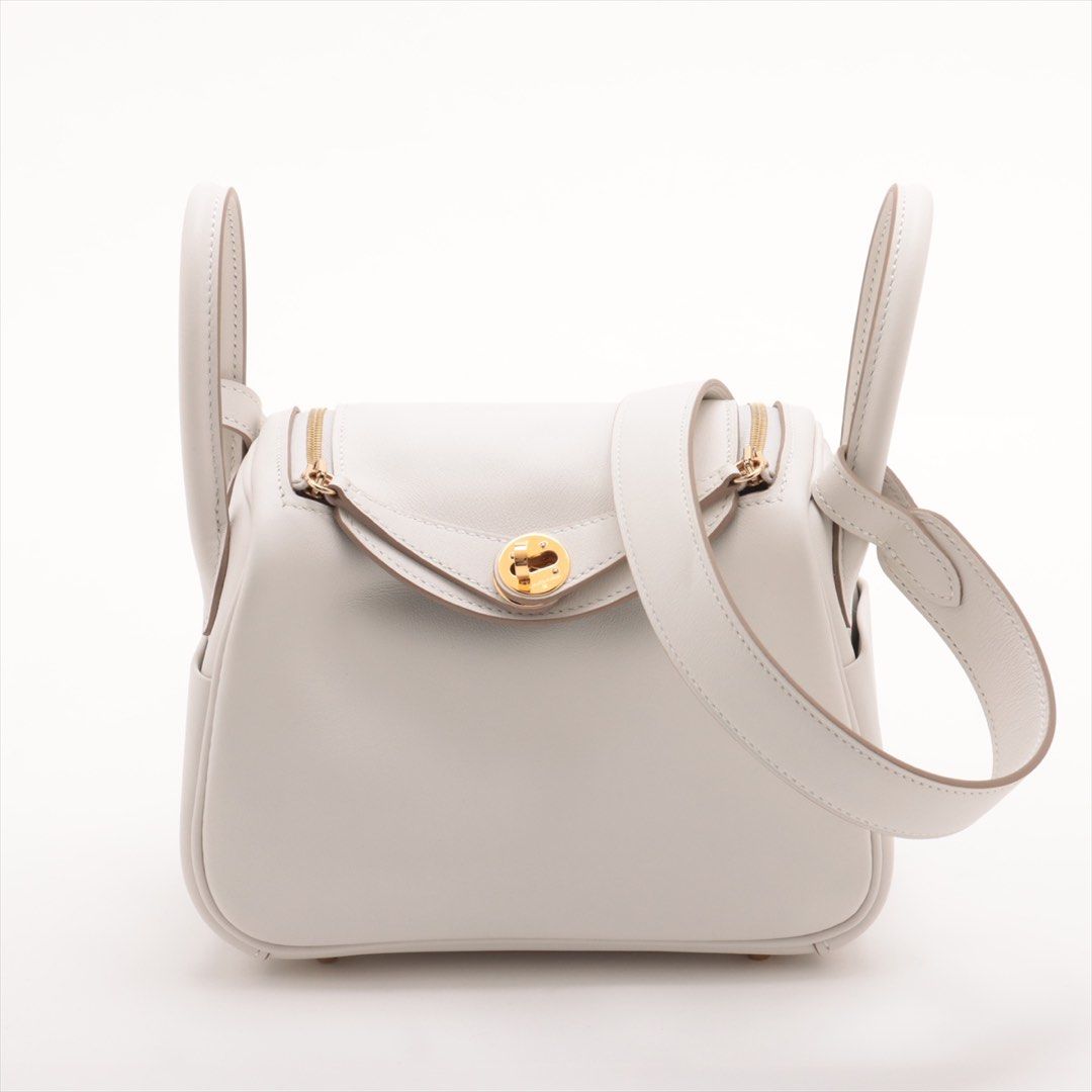 Hermes mini Lindy 20 Verso Veau Swift Gris Pale x Gris Mayer