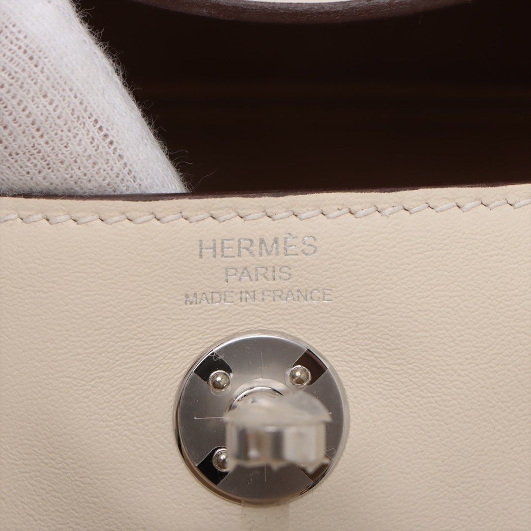 Hermes Mini Lindy Swift Nata x Sesame Silver Metal Fittings PHW Stamp B