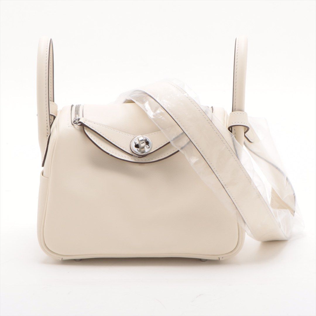 Hermes Mini Lindy Swift Nata x Sesame Silver Metal Fittings PHW Stamp B