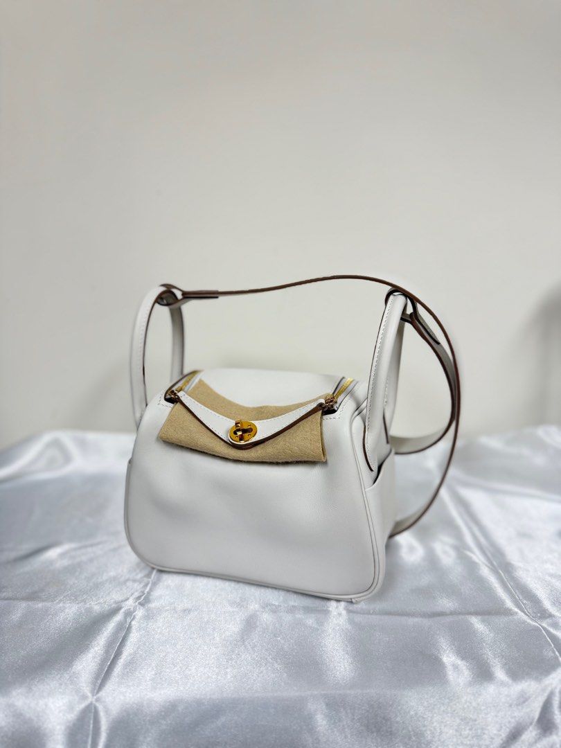 Hermes mini Lindy 20 Verso Veau Swift Gris Pale x Gris Mayer