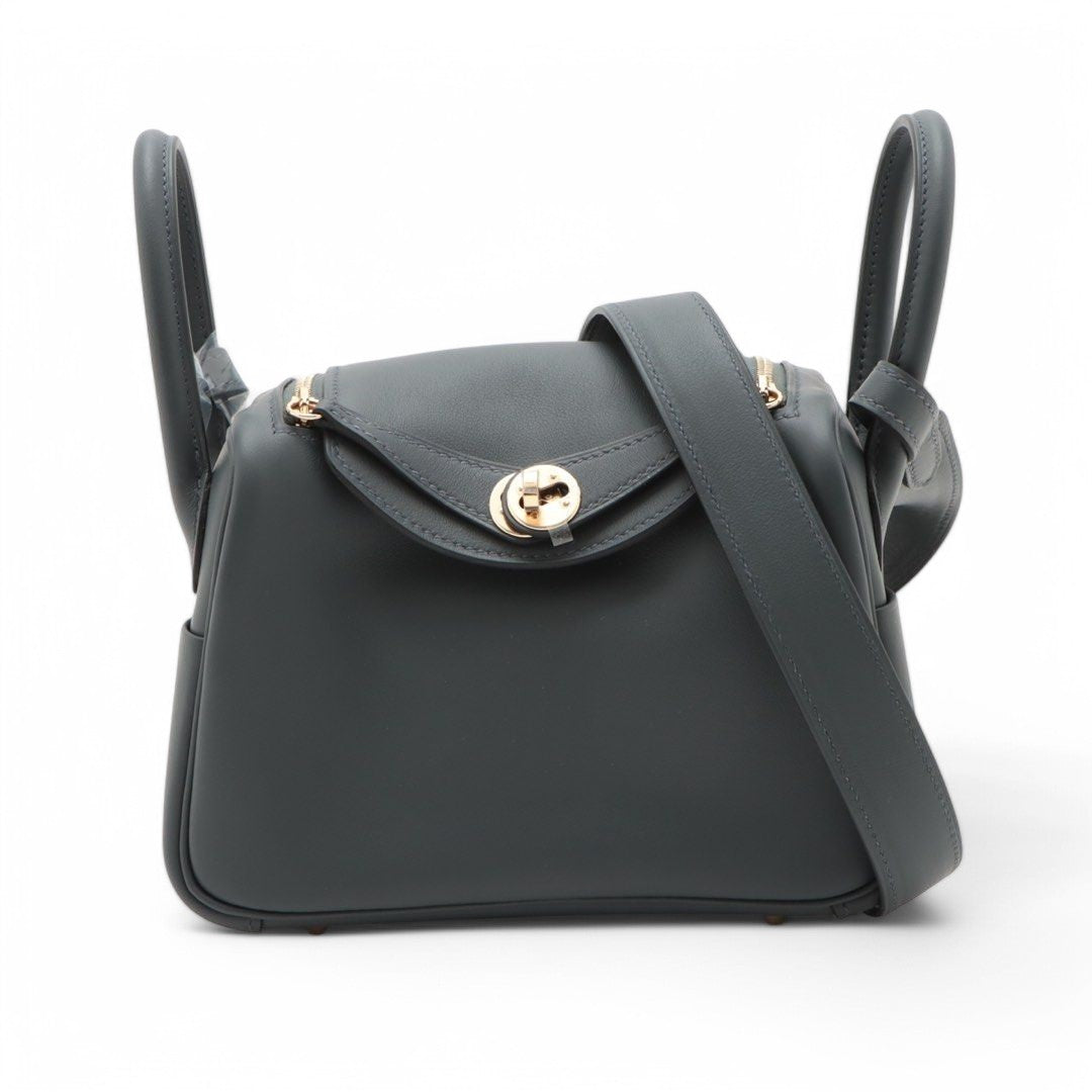 Hermes Lindy mini 20 Verso Veau Swift Grimisty x black Gold Metal Fittings W: 2024