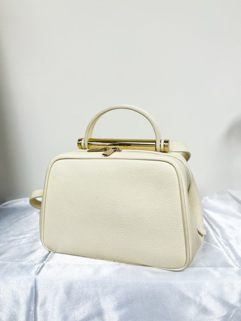 Valextra Serie Esse Leather 2 Way Handbag White