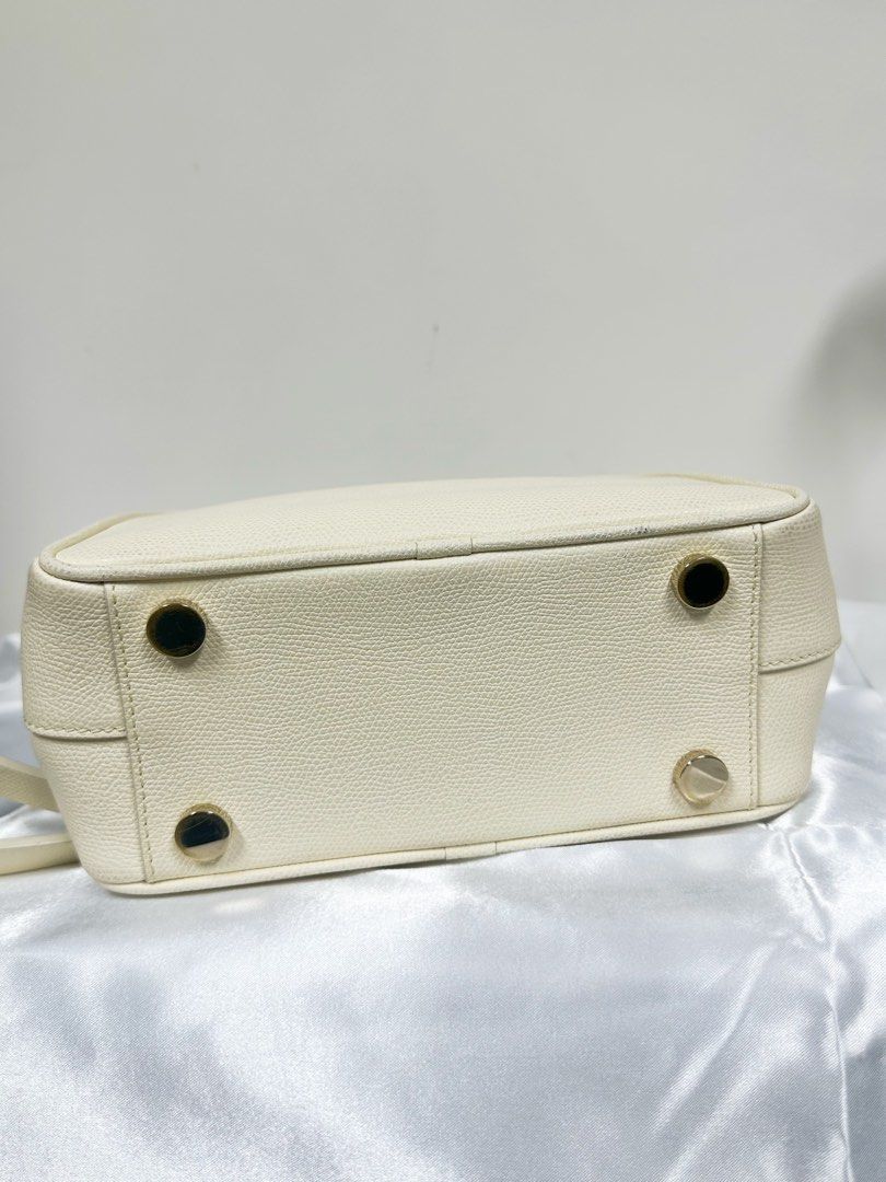 Valextra Serie Esse Leather 2 Way Handbag White